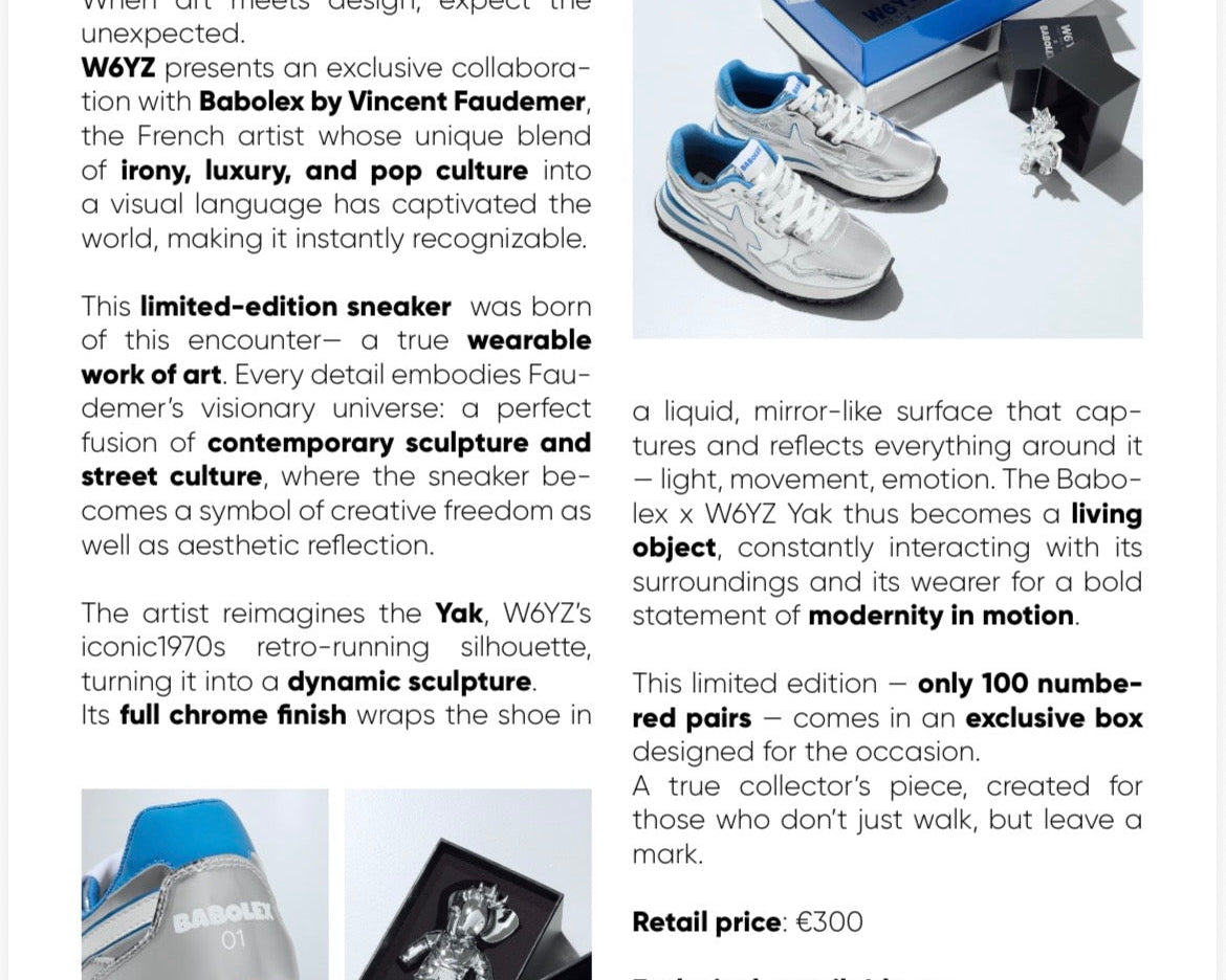 W6YZ x Babolex by Vincent Faudemer : une sneaker pensée comme une œuvre d’art